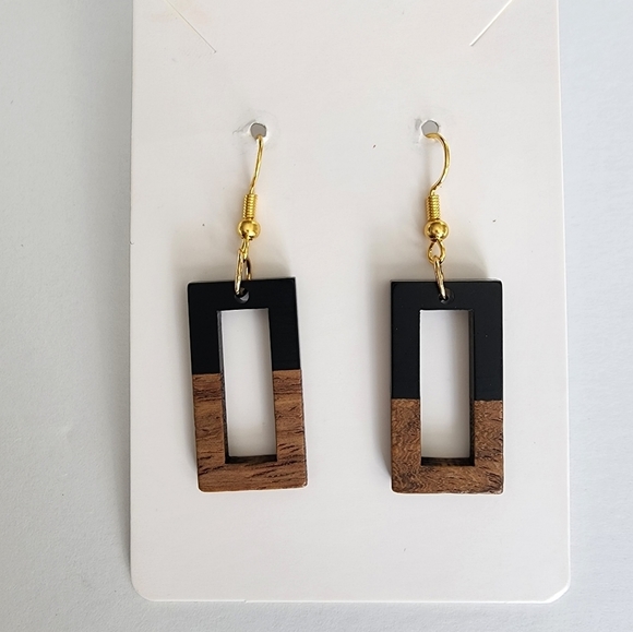 Trendy Wooden Earrings - Picture 2 of 2